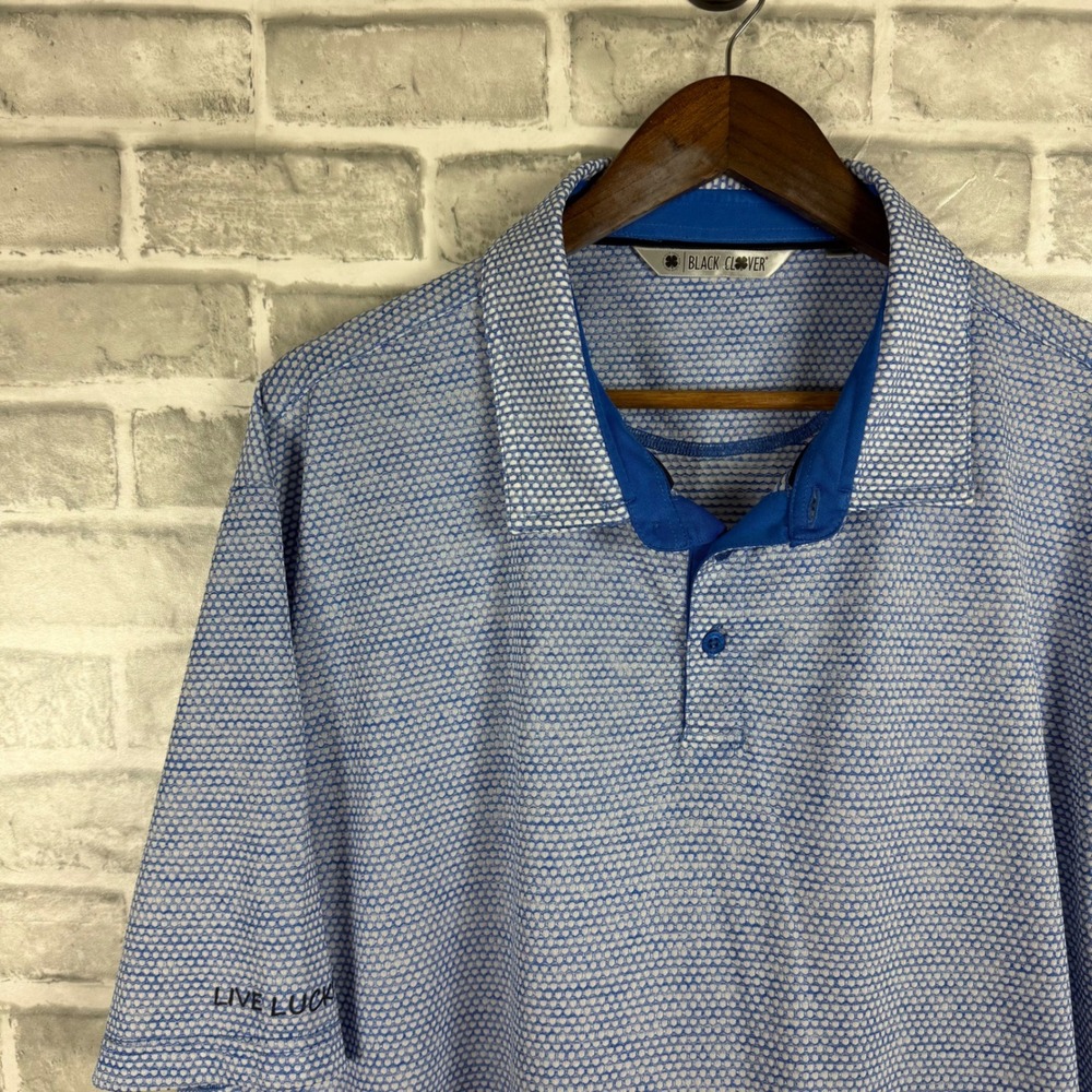 Black Clover Live Lucky Mens XXL Blue Honeycomb Performance Golf Polo Shirt